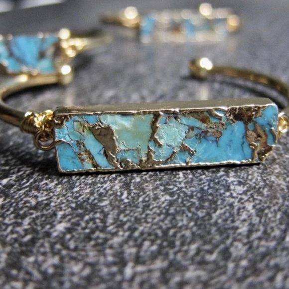 Grit and Grace Jewelry - Raw Turquoise Stone Cuff Bracelet